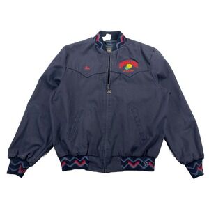 Vintage Walls Men's XXL Grizzly Rose Staff Denver Aztec Jacket Black USA Country